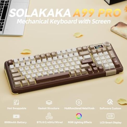 SOLAKAKA A99 Pro and SM520, Wireless Keyboard and Mouse Combo for Gaming (A99 Pro Brown & SM520 Black) in Saudi Arabia