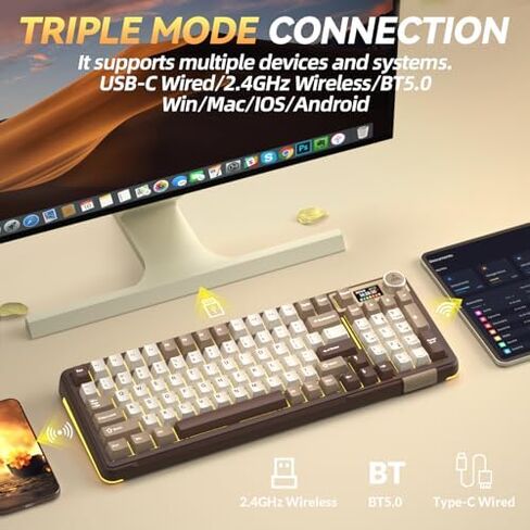 SOLAKAKA A99 Pro and SM520, Wireless Keyboard and Mouse Combo for Gaming (A99 Pro Brown & SM520 Black) in Saudi Arabia