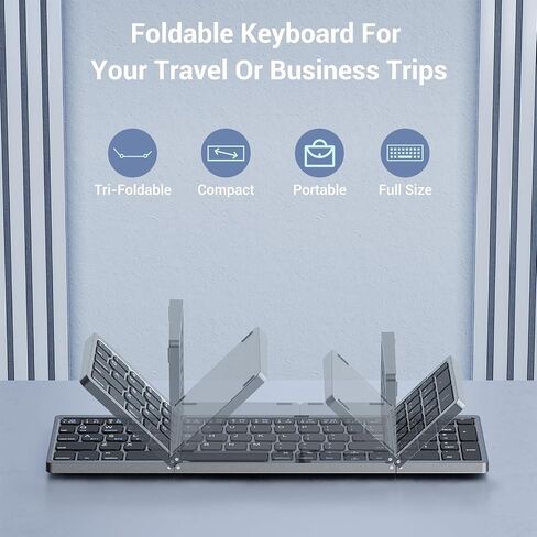 Foldable Keyboard and Mouse for Laptop, Travel Bluetooth Folding Keyboard Mouse with Portable Case, Rechargeable Keyboard for Business, 2.4G Wireless & Bluetooth, for iPad Tablets Laptop iOS Android in Saudi Arabia