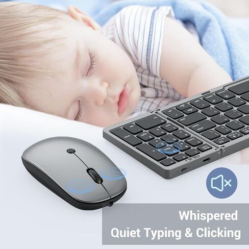 Foldable Keyboard and Mouse for Laptop, Travel Bluetooth Folding Keyboard Mouse with Portable Case, Rechargeable Keyboard for Business, 2.4G Wireless & Bluetooth, for iPad Tablets Laptop iOS Android in Saudi Arabia