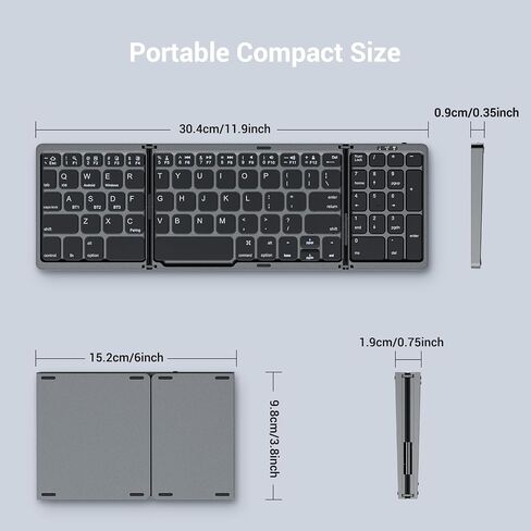 Foldable Keyboard and Mouse for Laptop, Travel Bluetooth Folding Keyboard Mouse with Portable Case, Rechargeable Keyboard for Business, 2.4G Wireless & Bluetooth, for iPad Tablets Laptop iOS Android in Saudi Arabia