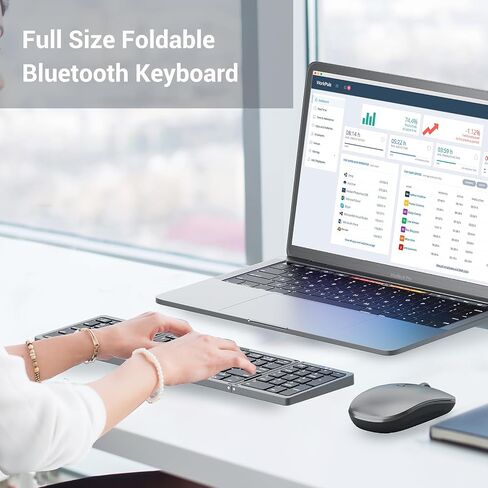 Foldable Keyboard and Mouse for Laptop, Travel Bluetooth Folding Keyboard Mouse with Portable Case, Rechargeable Keyboard for Business, 2.4G Wireless & Bluetooth, for iPad Tablets Laptop iOS Android in Saudi Arabia
