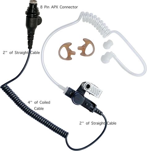 Tactical Law Enforcement Radio Earpiece, 8 Pin Listen/Receive Only Clear Acoustic Tube Earmolds, Direct to Speaker Mic, Guaranteed to fit Motorola APX6000 APX7000 APX8000, APEX, XPR in Saudi Arabia