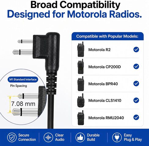 Earpiece for Motorola Radios, 2 Pin D Shape Headset with Mic PTT, 2 Pack in Saudi Arabia