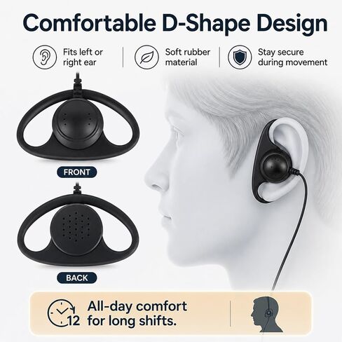 Earpiece for Motorola Radios, 2 Pin D Shape Headset with Mic PTT, 2 Pack in Saudi Arabia
