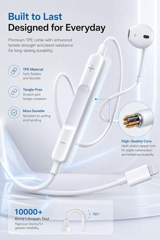 IPhone Wired Earbuds with Microphone and Volume Control, in-Ear Headphones in Saudi Arabia