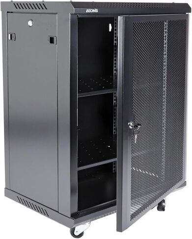 Aeons 22U Professional Network Server Rack Cabinet Enclosure 1000mm 39.5" Deep Computer Electronics Data Equipment Rack Vented Door Server-Depth Black (Pre-Assembled) in Kuwait