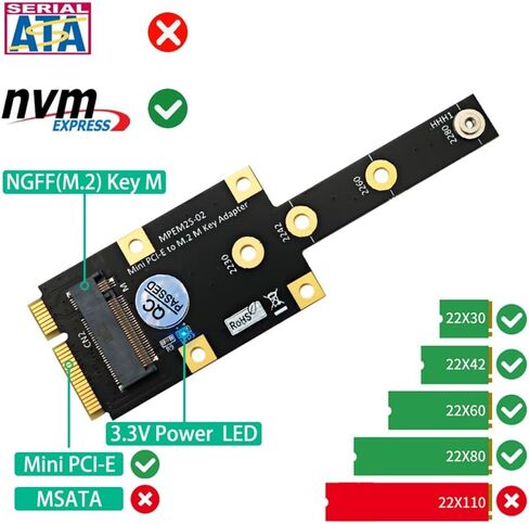 PCI-E to M.2 M Key Adapter NVMe SSD 2230-2280 Full-Size Pro in Kuwait