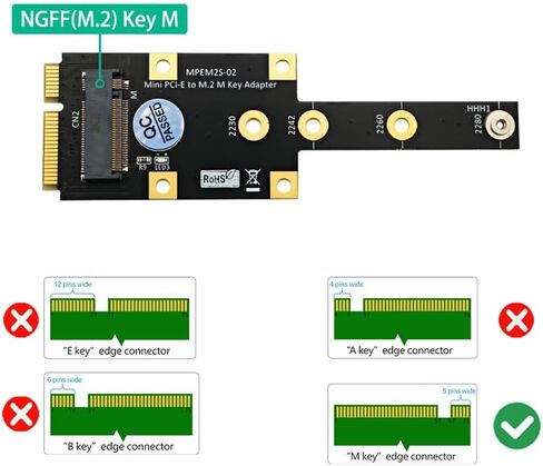 PCI-E to M.2 M Key Adapter NVMe SSD 2230-2280 Full-Size Pro in Kuwait