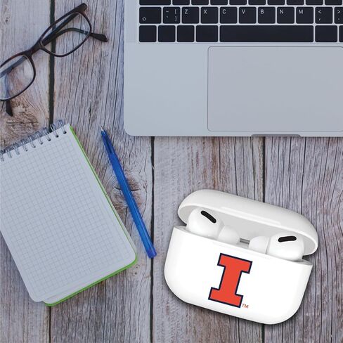 OTM Essentials Officially Licensed University of Illinois Airpods Case, Compatible with Apple AirPods 3rd Gen (TPU), Wireless Charging, Earbuds Case, Classic, White in Kuwait