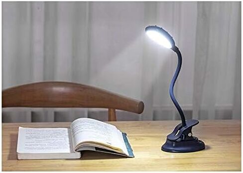 USB Rechargeable LED Table Lamp 2 Modes (Warm White LEDs) Clip Reading Light for Beds for Reading Books (Color : White) (Black) in Saudi Arabia