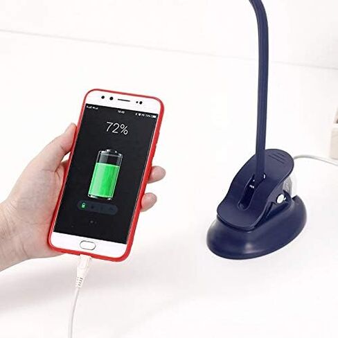 USB Rechargeable LED Table Lamp 2 Modes (Warm White LEDs) Clip Reading Light for Beds for Reading Books (Color : White) (Black) in Saudi Arabia