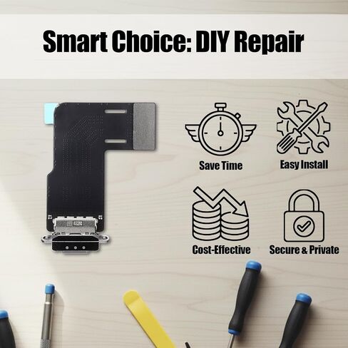 Charging Port Replacement for iPad Air 2024 11-inch Charge Dock Connector Flex Cable Assembly for iPad Air 2024 M2 Charger Board Replacement Fit for Model: A2903 A2904 A2902 (Black) in Kuwait