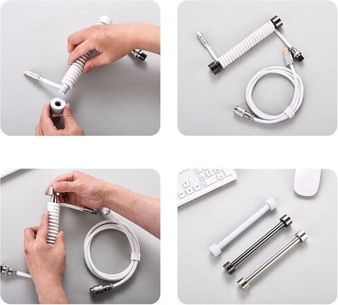 Coiled Keyboard Cable Winder, Cable Manager, Coil Decorative Rod for Custom Gaming Mechanical Keyboard (Color : White) in Kuwait