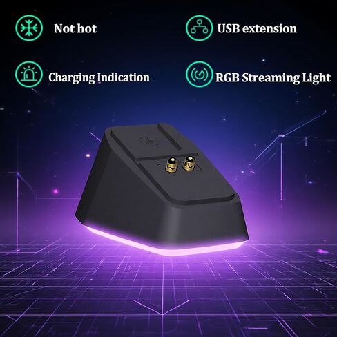 for Logitech G PRO X Superlight/2/2 Dex Dedicated Black Wireless Mouse Charger 11 RGB Modes, Compatible with DeathAdder v2 Pro and Other Gaming mice Gaming Gear for Esports Players (Black) in Kuwait