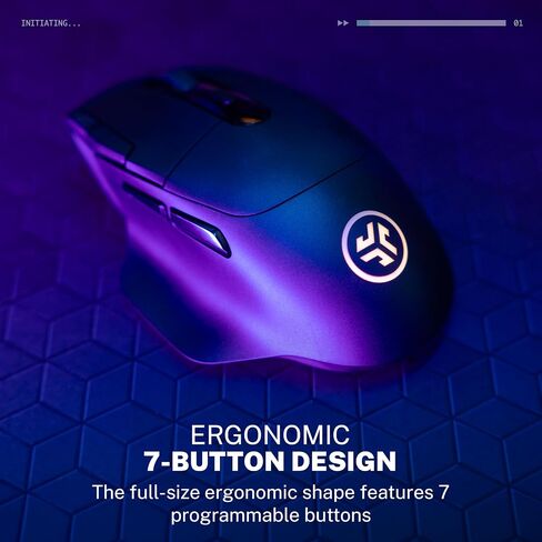 JLab Midnight, Wireless Ergonomic Gaming Mouse, 7-Button, Black in Kuwait