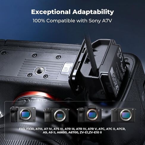 K&F CONCEPT D-TAP Dummy Battery for Sony NP-FZ100, Camera Power Adapter for Sony FX3, FX30, A7V, A7IV, A7III, A7S III, A7R III, A7R IV, A7R V, A7C, A7C II, A7CR, A9, A6600, A6700, ZV-E1, V Mount in Kuwait