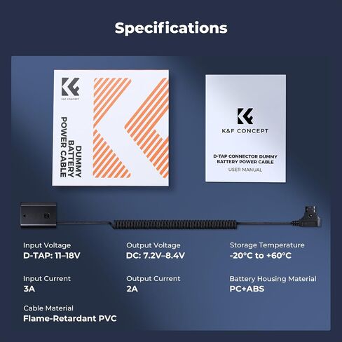 K&F CONCEPT D-TAP Dummy Battery for Sony NP-FZ100, Camera Power Adapter for Sony FX3, FX30, A7V, A7IV, A7III, A7S III, A7R III, A7R IV, A7R V, A7C, A7C II, A7CR, A9, A6600, A6700, ZV-E1, V Mount in Kuwait