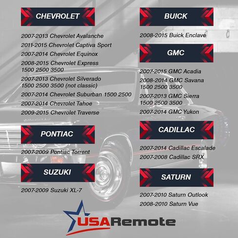Car Key Fob Keyless Entry Remote with Ignition Key fits Chevy Silverado Avalanche Traverse / GMC Sierra Acadia / Pontiac Torrent / Suzuki XL-7, Set of 2 in Kuwait