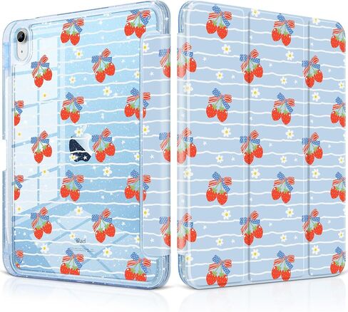 MEEgoodo Case for iPad A16 11th Generation 2025/10th Generation 2022, Glitter Tablet Cases with Transparent Acrylic Back+Trifold Stand +Pencil Holder+Auto Wake/Sleep,Blue & Polka Dots in Kuwait