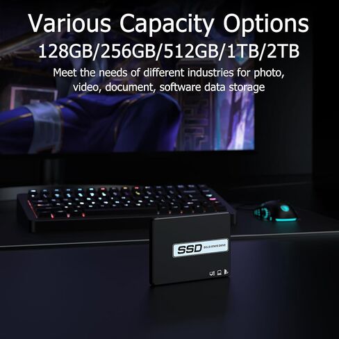 128GB SATA III SSD - 2.5" Internal Solid State Drive, 6Gb/s 3D NAND Upgrade PC or Laptop Memory and Storage, for IT Pros, Creators, Everyday Users (Black 128GB) in Kuwait
