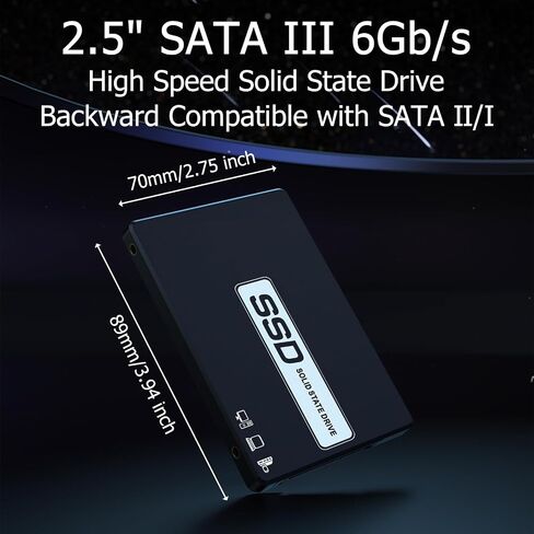 128GB SATA III SSD - 2.5" Internal Solid State Drive, 6Gb/s 3D NAND Upgrade PC or Laptop Memory and Storage, for IT Pros, Creators, Everyday Users (Black 128GB) in Kuwait
