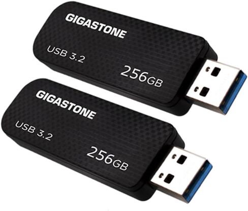 GIGASTONE 256GB USB 3.2 Flash Drive 2-Pack, 100MB/s High-Speed Data Transfer, Carbon Fiber Design, Retractable in Kuwait