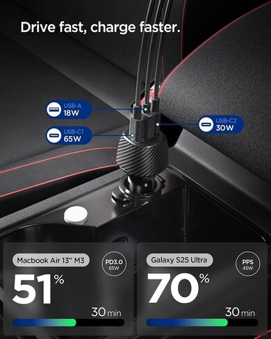 Spigen ArcStation Essential 113W USB C Fast Car Charger in Kuwait