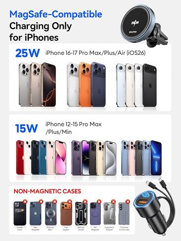 OHLPRO 25W MagSafe Car Charger Mount, Magnetic Wireless Car Charging Holder in Kuwait