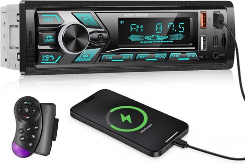 SIXTOP Car Stereo Bluetooth Single Din Car Radio Audio with Hands Free Calling & Music Streaming FM Radio USB/Type-C Fast Charging,USB/AUX/SD Card 7 Color LED MP3 Player for Cars, Boats & RVs, No CD in Saudi Arabia