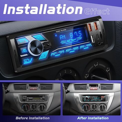 SIXTOP Car Stereo Bluetooth Single Din Car Radio Audio with Hands Free Calling & Music Streaming FM Radio USB/Type-C Fast Charging,USB/AUX/SD Card 7 Color LED MP3 Player for Cars, Boats & RVs, No CD in Saudi Arabia