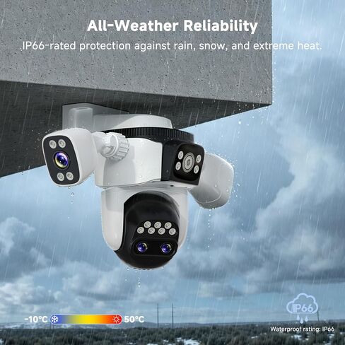 VSTARCAM 4-Lens Security Cameras Wireless Outdoor, 4-in-1 Multi-View 2K 360° PTZ Plug-in WiFi Camera, 10X Hybrid Zoom, AI Motion Tracking, Color Night Vision, IP66, 128GB Card Included in Saudi Arabia
