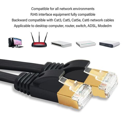 Walfront Retractable Ethernet Cable 7 Flat Ethernet Network Cable 4.9 FT with RJ45 Connectors for High Speed LAN Gaming in Saudi Arabia