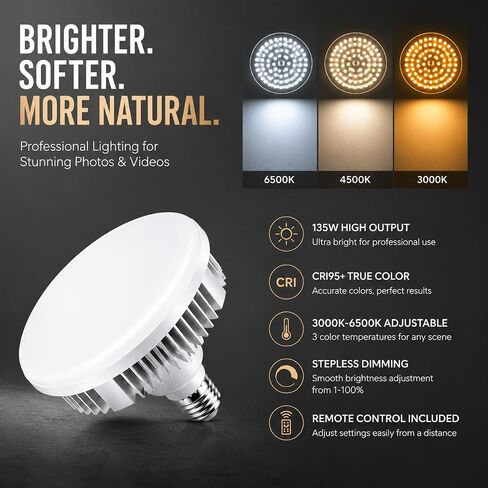 2Pack 135W LED Photography Light Bulbs for Softbox Photo Video Studio in Saudi Arabia