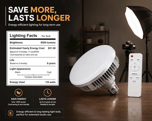 2Pack 135W LED Photography Light Bulbs for Softbox Photo Video Studio in Saudi Arabia