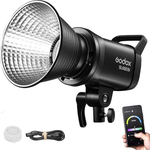 Godox SL60IIBi 75W Bi-Color LED Video Light, 2800K–5600K, 25100Lux@1M, Bowens Mount COB Studio Light with, App & Remote Control, CRI 96/TLCI 97, 100-240V in Saudi Arabia