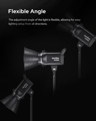 Godox SL60IIBi 75W Bi-Color LED Video Light, 2800K–5600K, 25100Lux@1M, Bowens Mount COB Studio Light with, App & Remote Control, CRI 96/TLCI 97, 100-240V in Saudi Arabia