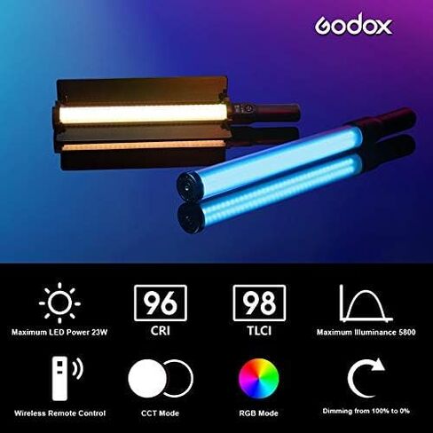 Godox LC500R RGB LED Light Stick, 2500K-8500K Adjustable, 360° Full Color, 14 FX Lighting Effects, CRI 96 TLC I98 Accurate Color, 0-100% Dimmable, Creative Music Mode in Kuwait