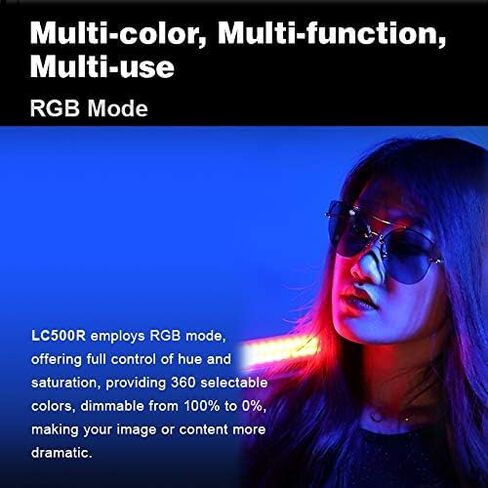 Godox LC500R RGB LED Light Stick, 2500K-8500K Adjustable, 360° Full Color, 14 FX Lighting Effects, CRI 96 TLC I98 Accurate Color, 0-100% Dimmable, Creative Music Mode in Kuwait