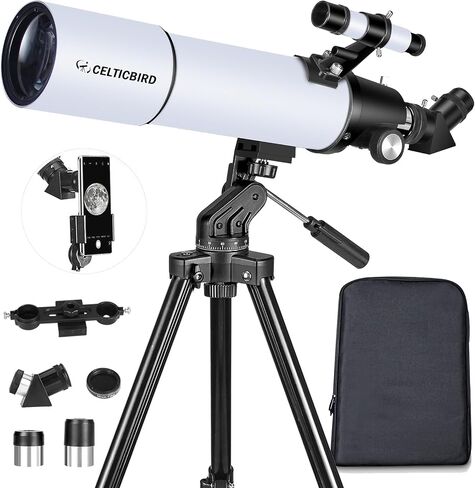 Celticbird Telescope for Adults High Powered, 80mm Aperture 600mm AZ Mount Refractor Telescope with Upgrade Accessories Kit in Saudi Arabia