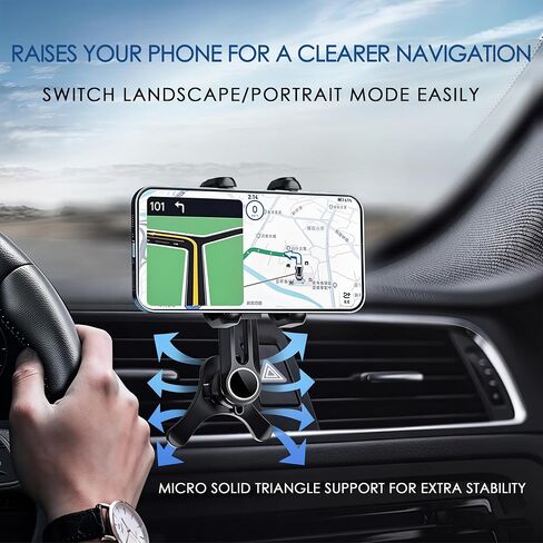 Car Vent Phone Mount with Swing Arm, Air Vent Clip Car Holder with Metal Hook, Cell Phone Holder for Your Car, Universal No-Blocking Hands-Free Cases-Friendly, for 4.7-6.9" Smartphone (Black) in Kuwait