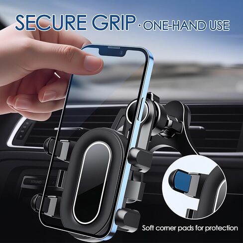 Car Vent Phone Mount with Swing Arm, Air Vent Clip Car Holder with Metal Hook, Cell Phone Holder for Your Car, Universal No-Blocking Hands-Free Cases-Friendly, for 4.7-6.9" Smartphone (Black) in Kuwait