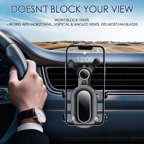 Car Vent Phone Mount with Swing Arm, Air Vent Clip Car Holder with Metal Hook, Cell Phone Holder for Your Car, Universal No-Blocking Hands-Free Cases-Friendly, for 4.7-6.9" Smartphone (Black) in Kuwait