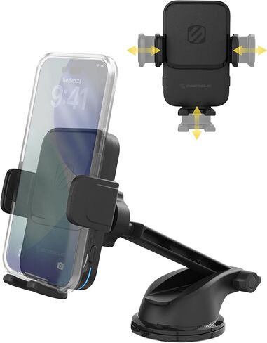 Scosche Wireless Car Charger Mount, Auto-Clamping Car Phone Holder Charger for Dashboard/Windshield/Vent with Adjustable Arm, 360° Rotation, Compatible with iPhone, Samsung, and More Android Phones in Saudi Arabia