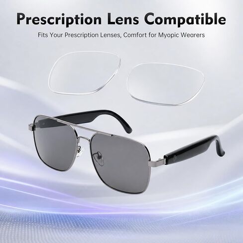 Stainless Steel Smart Audio Glasses with 6-8 Hour Battery, IPX4 Water Resistant Open-Ear Speakers, 1.2-Hour Magnetic Charging, Metal Frame Eyewear in Kuwait