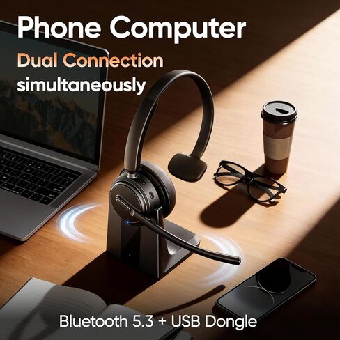 Wireless Headset with Mic for Work, Bluetooth Headset ENC Noise Cancelling in Kuwait