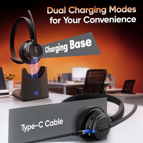 Wireless Headset with Mic for Work, Bluetooth Headset ENC Noise Cancelling in Kuwait