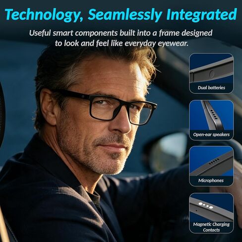 AI Smart Glasses with Open-Ear Audio, Answer Phone Calls, 10-Hour Playback, IP64 Waterproof Smart Eyewear with Blue Light Blocking Lense in Kuwait
