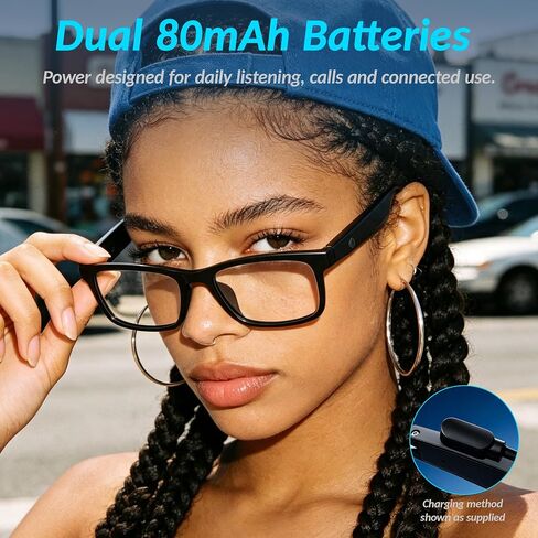 AI Smart Glasses with Open-Ear Audio, Answer Phone Calls, 10-Hour Playback, IP64 Waterproof Smart Eyewear with Blue Light Blocking Lense in Kuwait