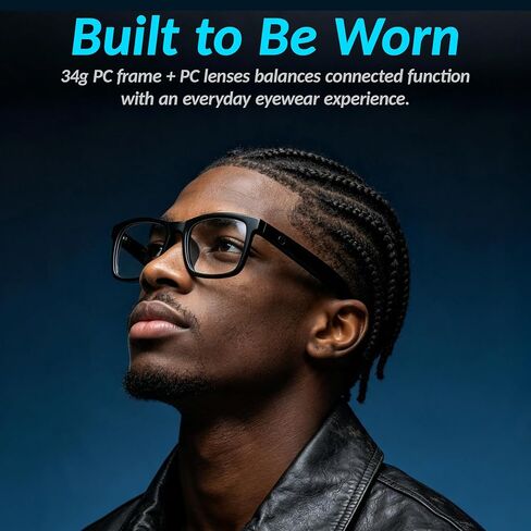 AI Smart Glasses with Open-Ear Audio, Answer Phone Calls, 10-Hour Playback, IP64 Waterproof Smart Eyewear with Blue Light Blocking Lense in Kuwait